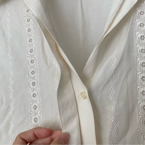 Anne Fontaine Vintage French Floral Lace Classic Button Down Long Sleeve Shirt S - Picture 3 of 10